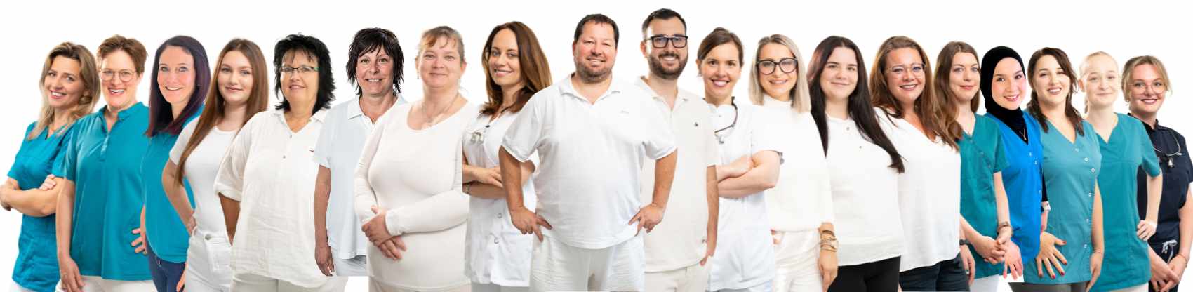 Das Team von Dr.-Michael-Gitt, bestehend aus Dr. Gitt und 16 Mitarbeiterinnen.